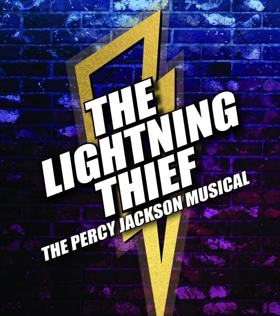White “The Lightning Thief” text against a brick wall background