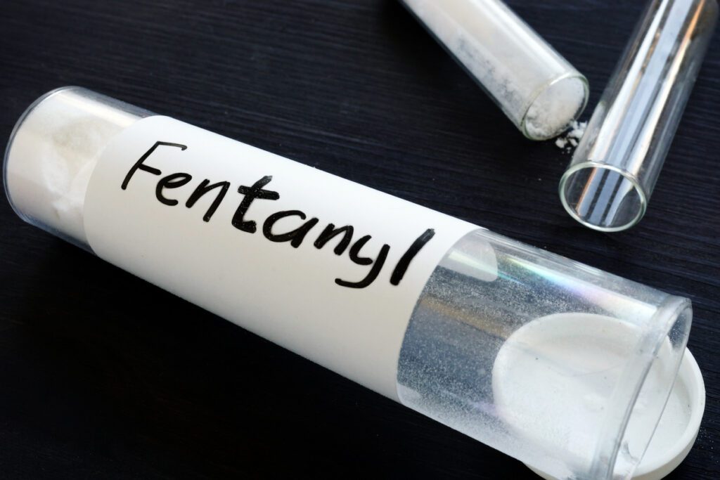 A test tube labeled “fentanyl”