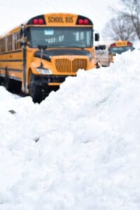 Yellow Color Van in Front of Snow