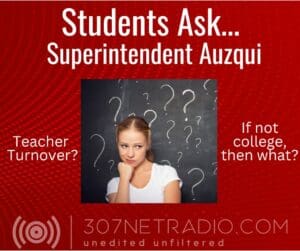 Worried student asking Superintendent Auzqui a question.