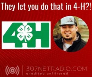 Surprised man in hat next to 4-H logo.